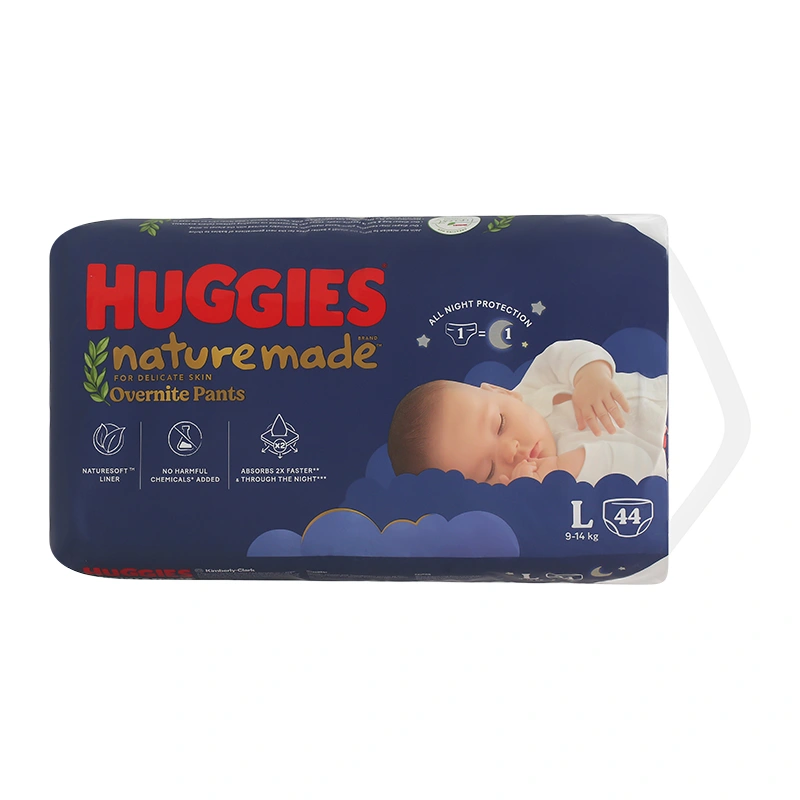 Combo 2 tã quần Huggies Nature made Overnite size L 44 miếng/bịch (9 - 14 kg) 3