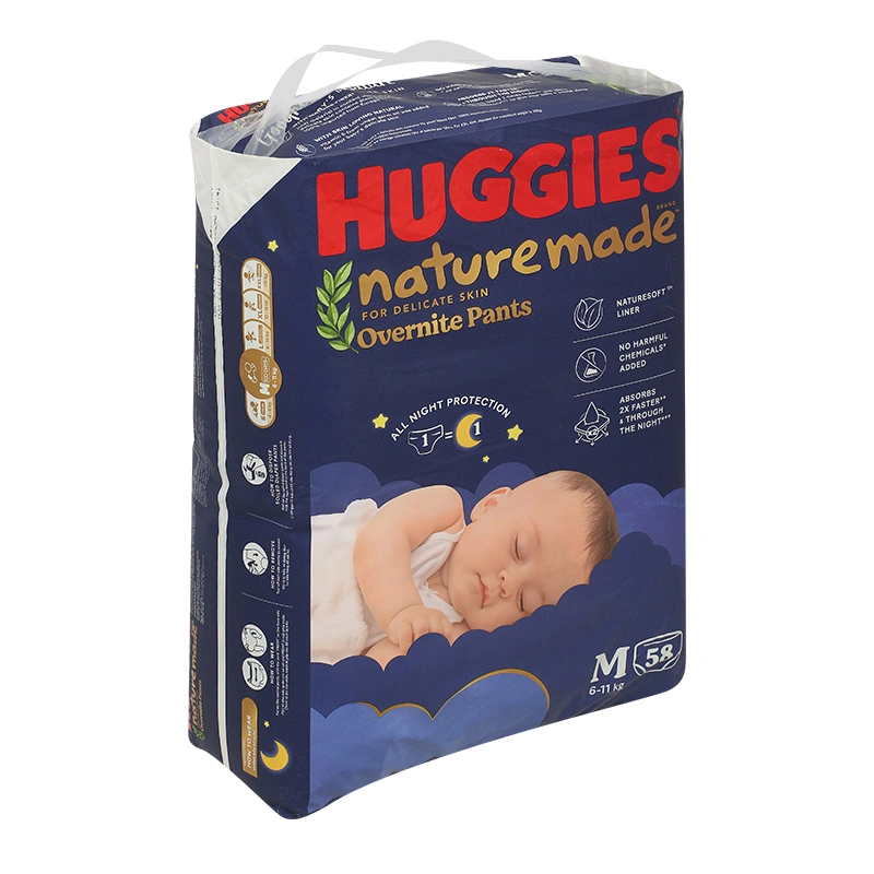 Combo 2 tã quần Huggies Nature made Overnite size M 58 miếng/bịch (6 - 11kg) 4