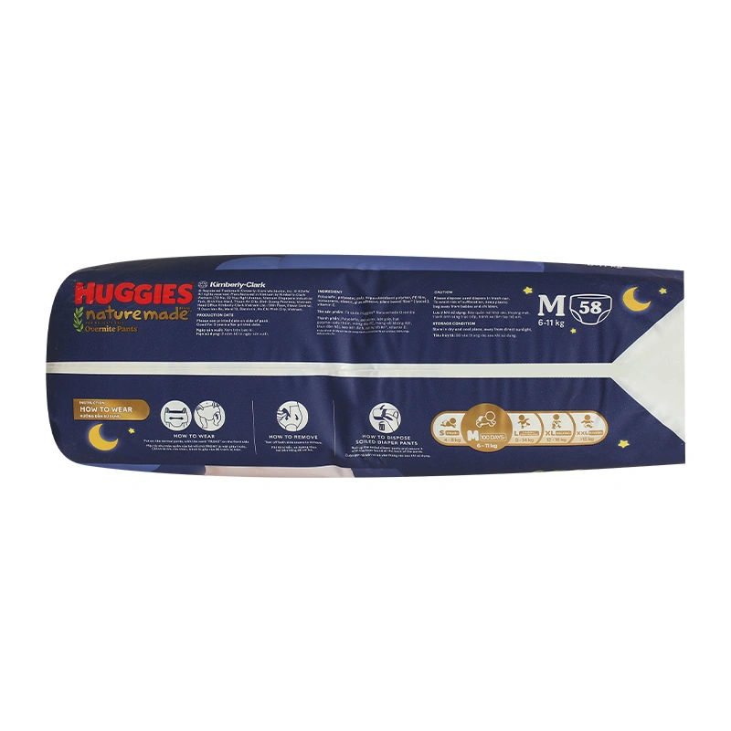 Combo 2 tã quần Huggies Nature made Overnite size M 58 miếng/bịch (6 - 11kg) 6
