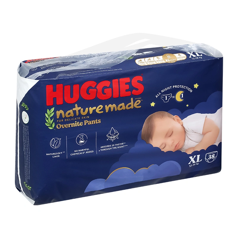 Tã quần Huggies Nature made Overnite size XL 38 miếng (12 - 18 kg) 19