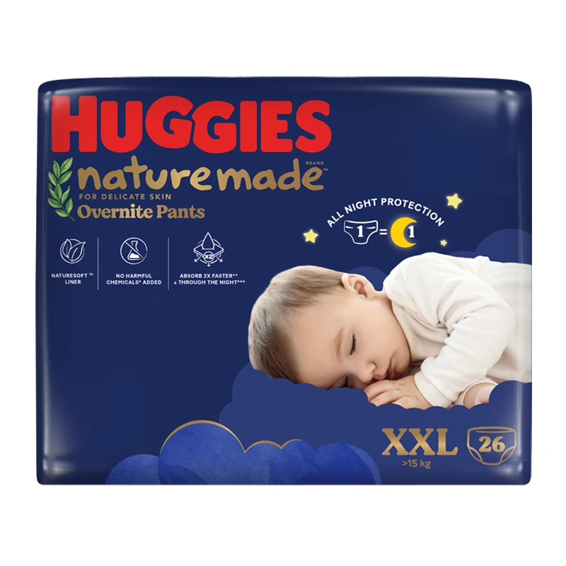 Combo 2 tã quần Huggies Nature made Overnite size XXL 26 miếng/bịch (trên 15 kg) 2