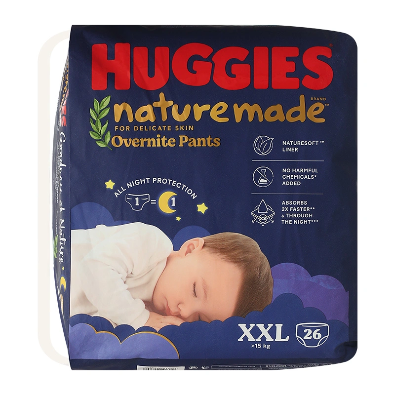 Combo 2 tã quần Huggies Nature made Overnite size XXL 26 miếng/bịch (trên 15 kg) 3