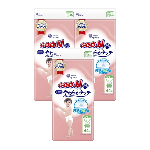 Combo 3 tã dán GOO.N Premium Plus size L - Họa tiết ngẫu nhiên