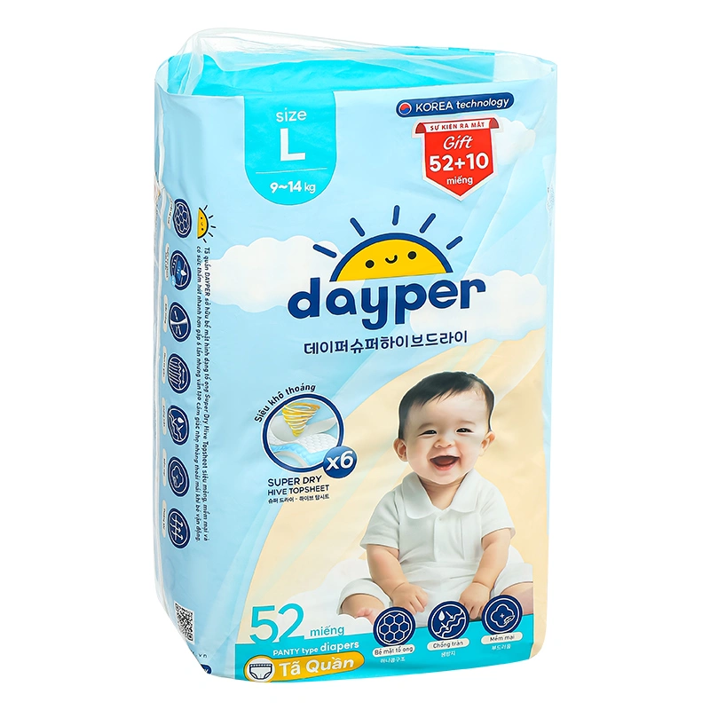 Combo 3 tã quần Dayper size L 52 miếng/bịch (9 - 14 kg) 4