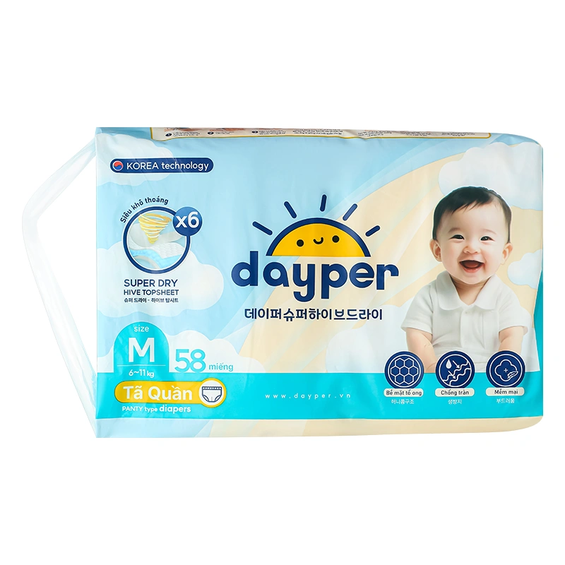 Combo 3 tã quần Dayper size M 58 miếng/bịch (6 - 11 kg) 3