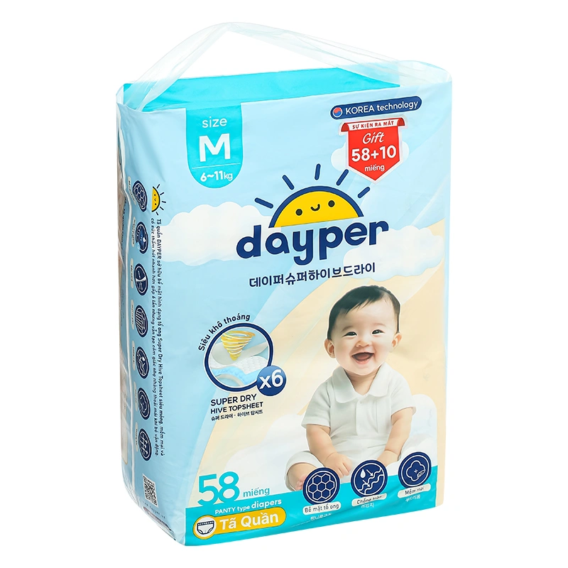 Combo 3 tã quần Dayper size M 58 miếng/bịch (6 - 11 kg) 4