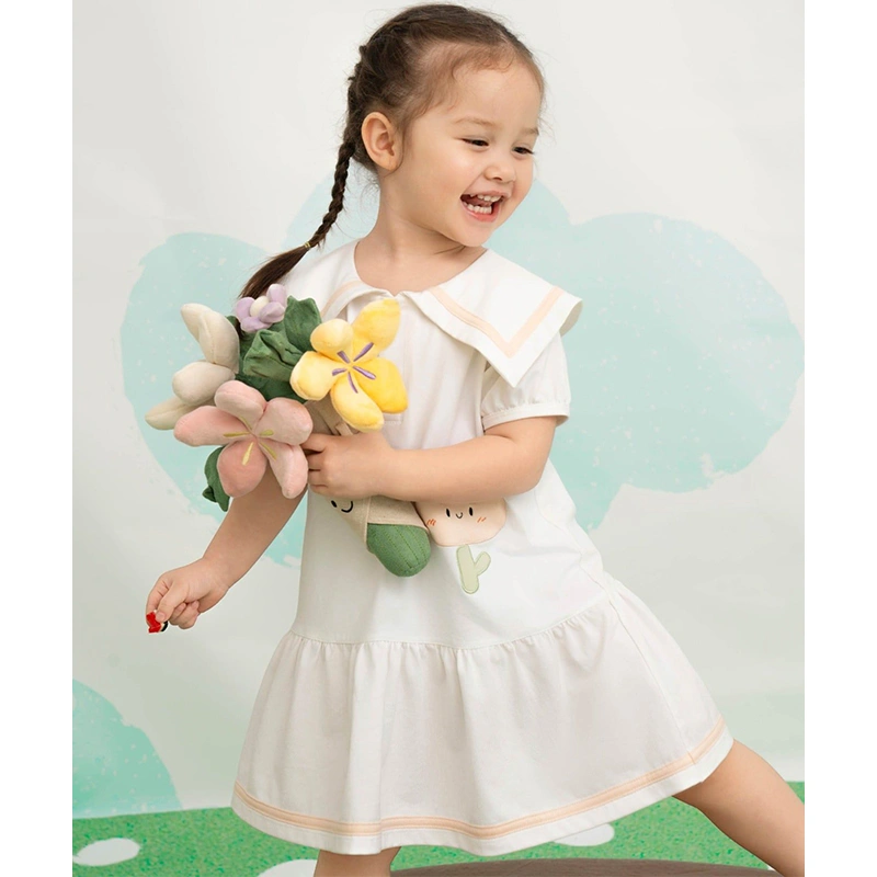 Đầm bé gái La Pomme dạo chơi cùng nắng mai màu trắng 3