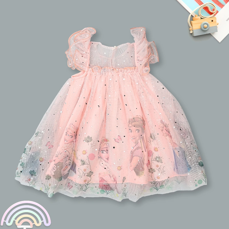 Đầm voan bé gái Rabity 553.010 màu hồng 2