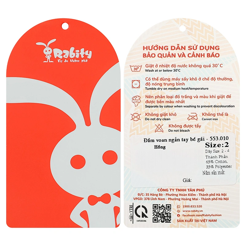 Đầm voan bé gái Rabity 553.010 màu hồng 9