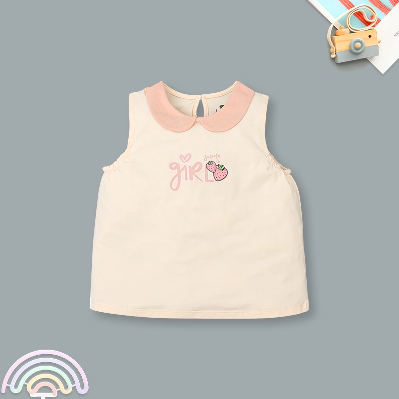 Đồ bộ sát nách bé gái Lullaby NH513N màu be - hồng cam 2