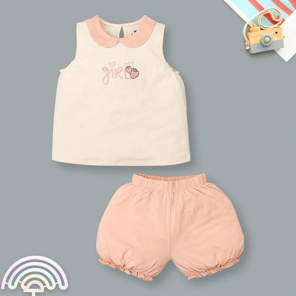 Bộ bé gái Lullaby cotton be - hồng cam