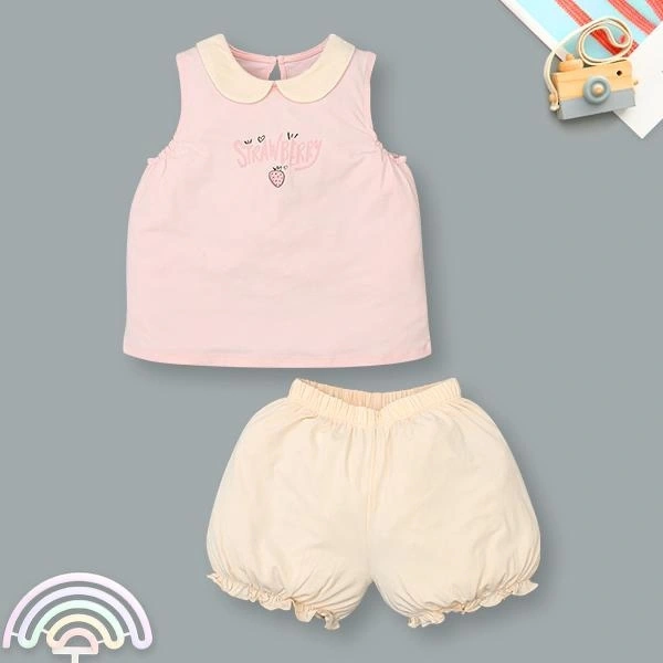 Bộ bé gái Lullaby cotton hồng - be
