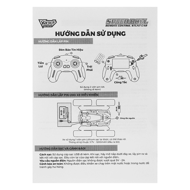 Đồ chơi điều khiển siêu xe biểu diễn Speed Roll VECTO VT1501B/GR 20