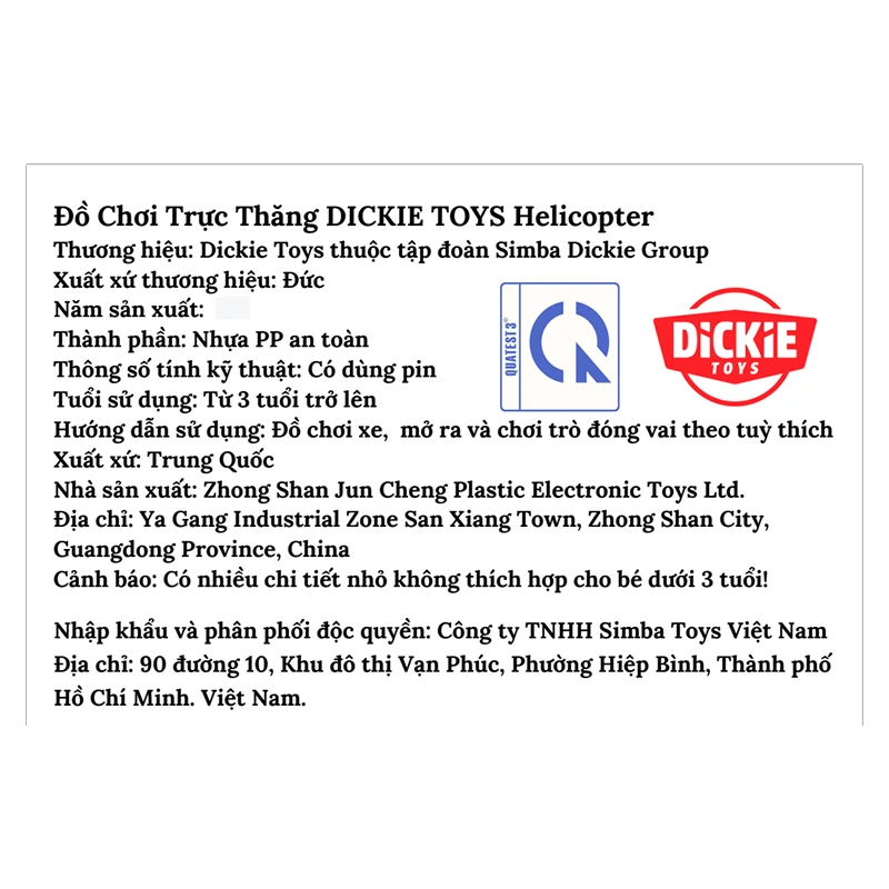 Đồ chơi trực thăng Dickie Toys Helicopter - Giao mẫu ngẫu nhiên 25