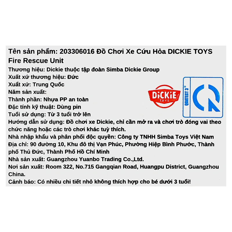 Đồ chơi xe cứu hỏa Dickie Toys Fire Rescue Unit 203306016 17