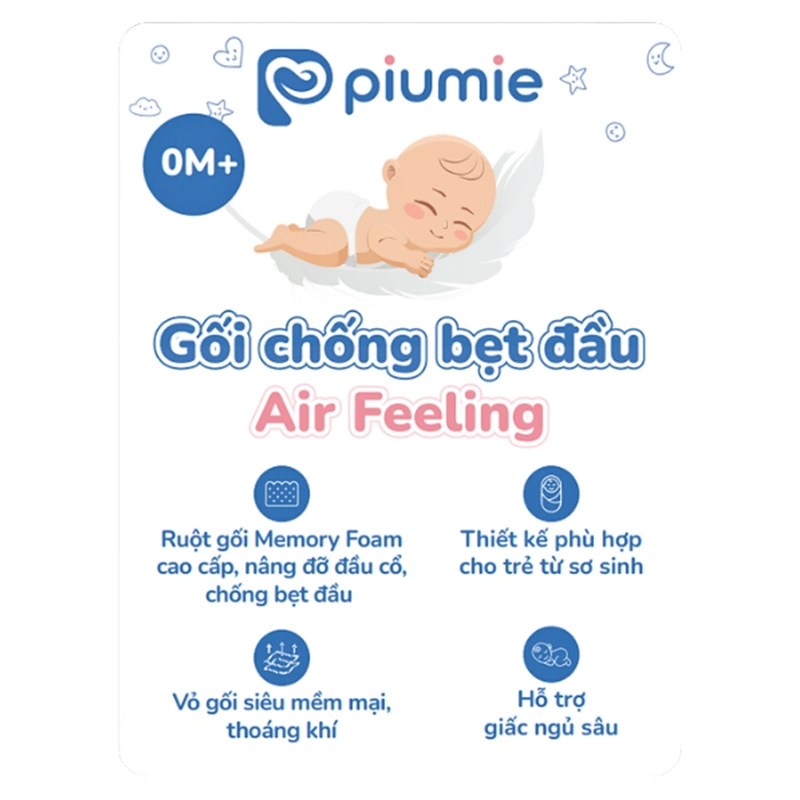 Gối chống bẹt đầu waffle cotton Piumie Air Feeling 35x25x2.5 cm - Gấu (từ 0 tháng) 2