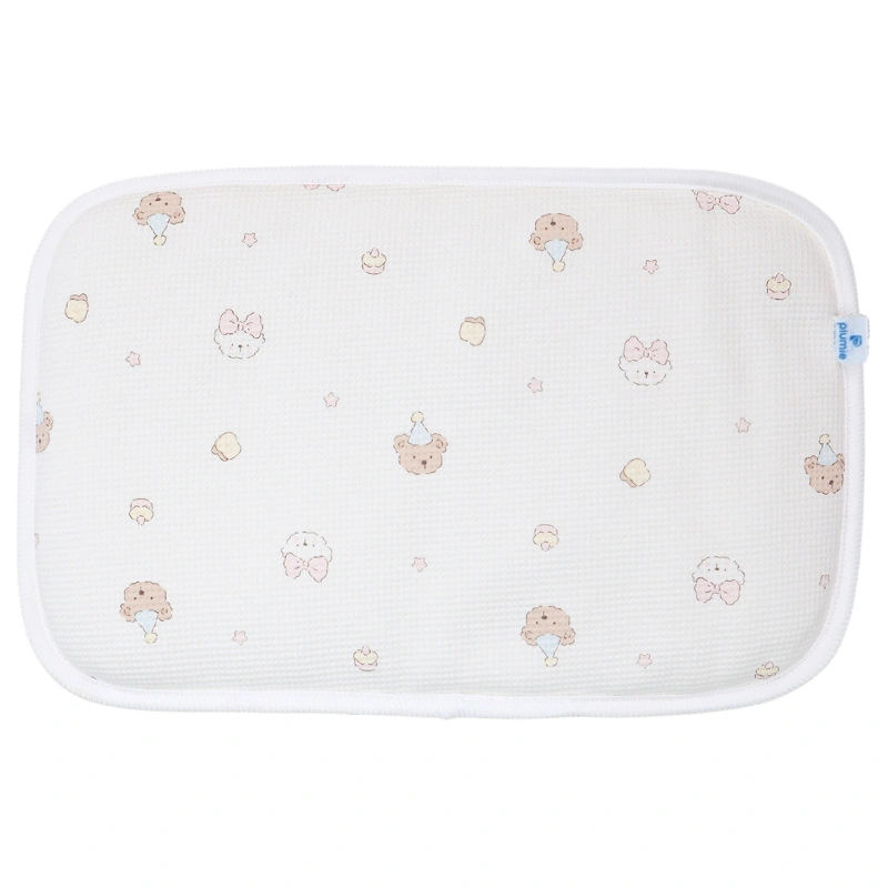 Gối lưới waffle cotton Piumie thoáng khí 25x38 cm - Gấu nơ hồng (từ 0 tháng) 2