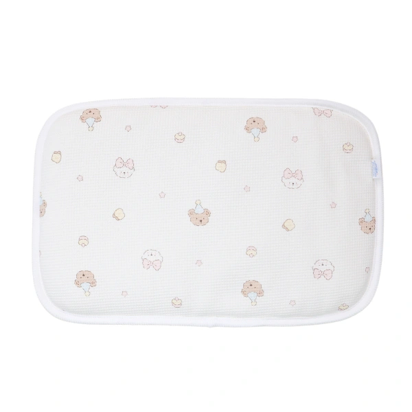 Gối lưới cotton Piumie - Gấu nơ hồng