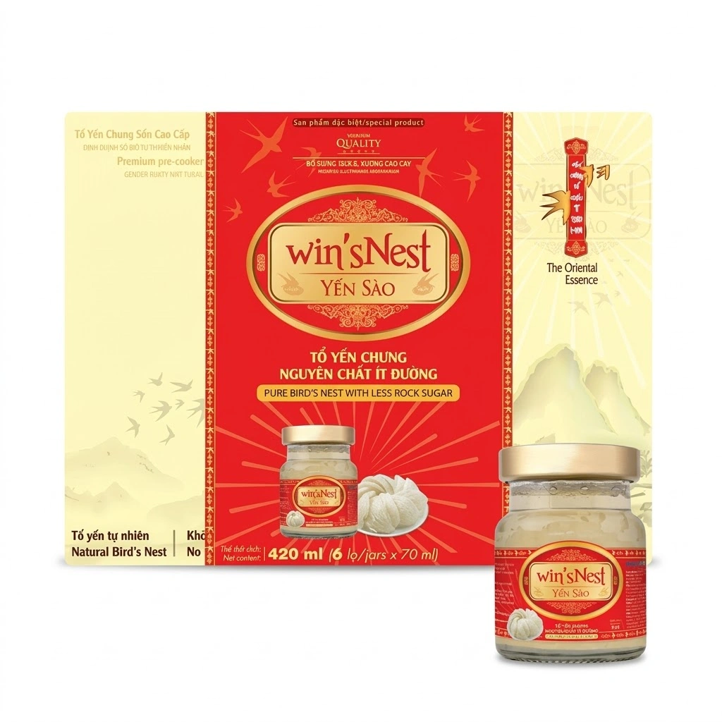 Hộp 6 hũ nước yến sào ít đường Win'sNest 70 ml