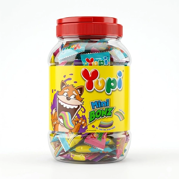 Hũ 80 viên kẹo dẻo Yupi Mini Bonz hương trái cây