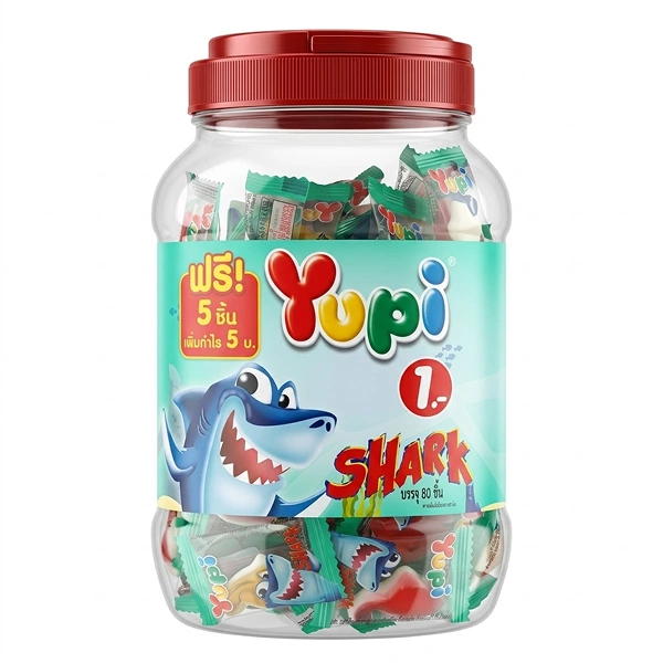 Hũ 80 viên kẹo dẻo Yupi Shark hương trái cây