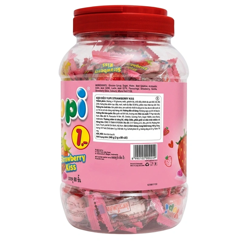 Hũ 80 viên kẹo dẻo Yupi Strawberry Kiss hương dâu 3g (từ 3 tuổi) 2