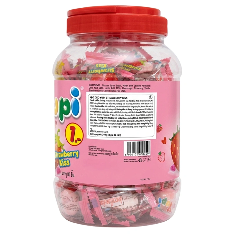 Hũ 80 viên kẹo dẻo Yupi Strawberry Kiss hương dâu 3g (từ 3 tuổi) 2