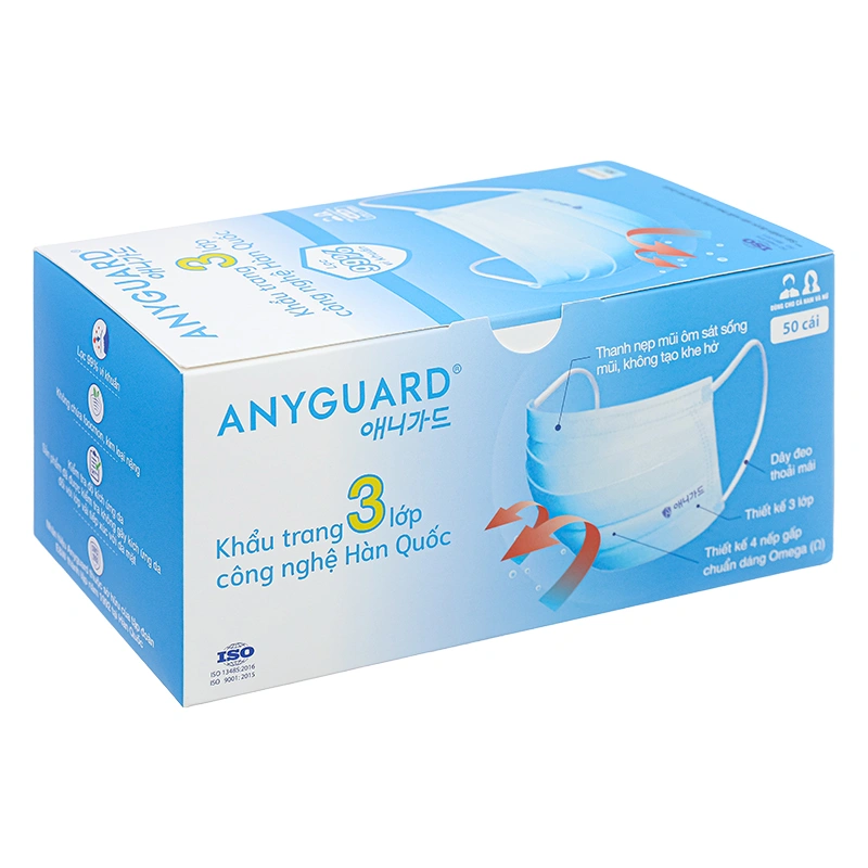 Hộp 50 cái khẩu trang y tế Anyguard VN-618815H 3 lớp 3