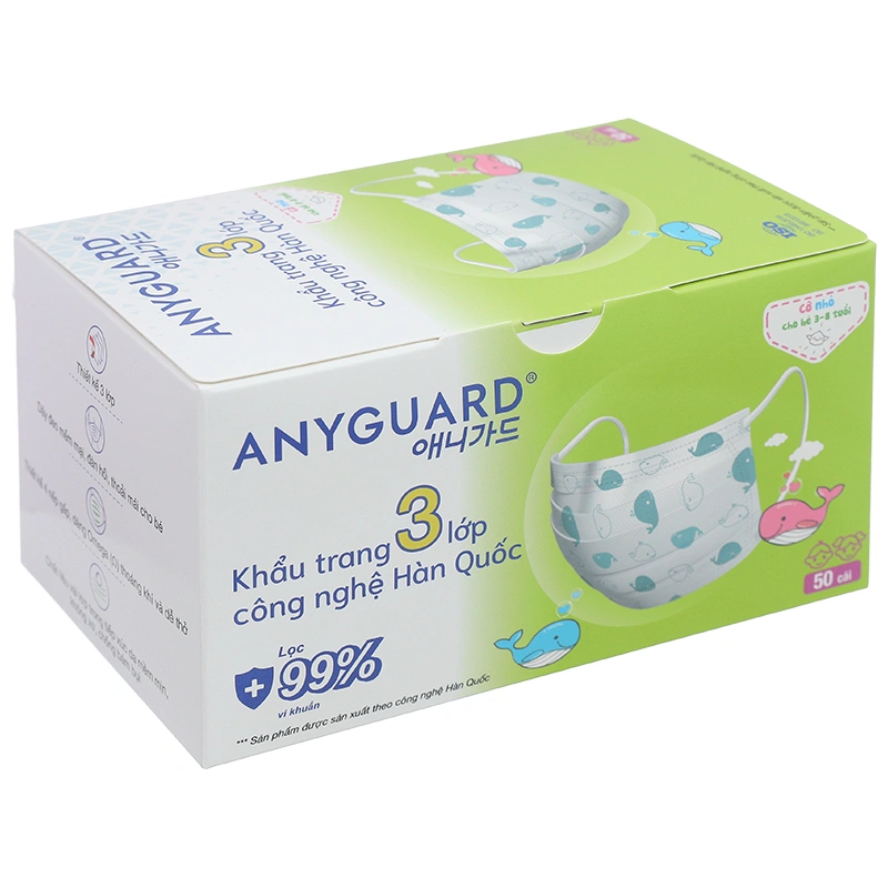 Hộp 50 cái khẩu trang y tế cho bé Anyguard VN-618817H 3 lớp 3