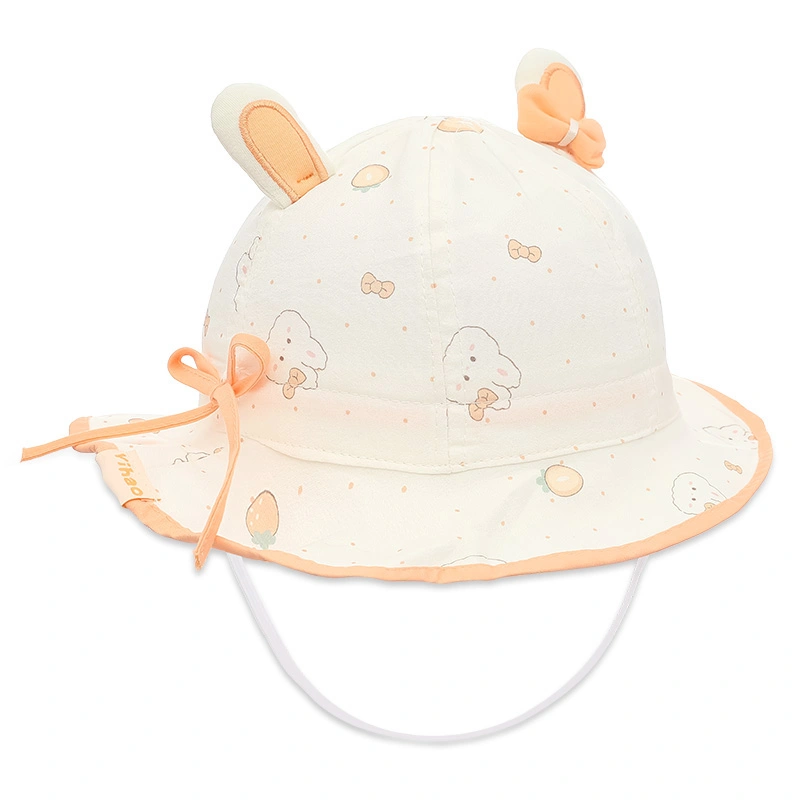 Nón vành cho bé TOP KIDS thỏ nơ màu cam 2