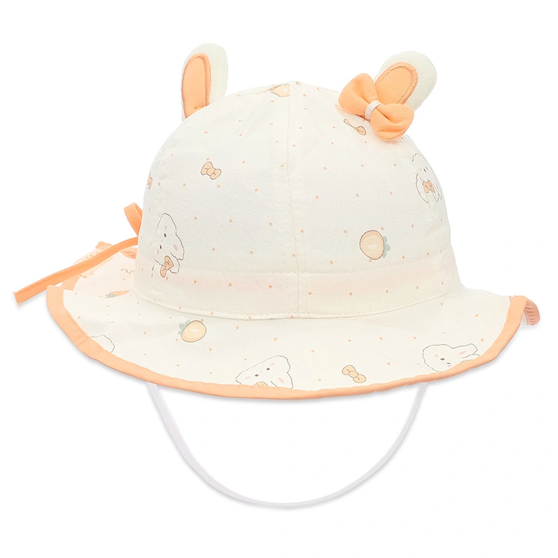 Nón vành cho bé TOP KIDS thỏ nơ màu cam 3