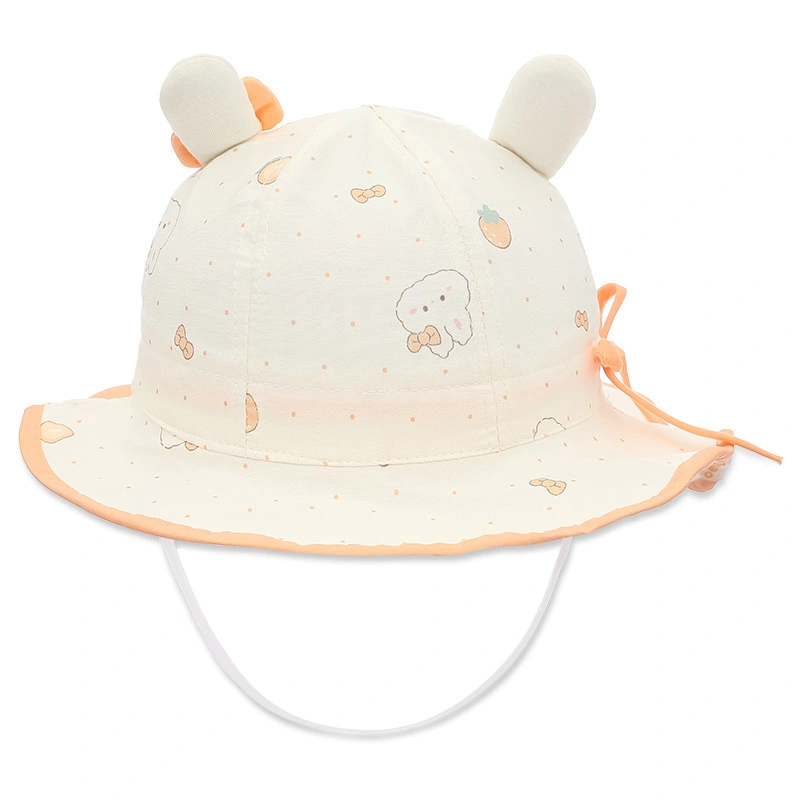 Nón vành cho bé TOP KIDS thỏ nơ màu cam 4