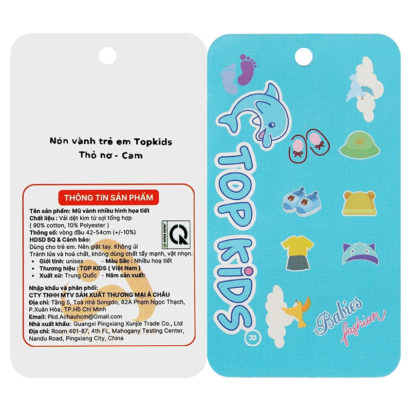 Nón vành cho bé TOP KIDS thỏ nơ màu cam 8