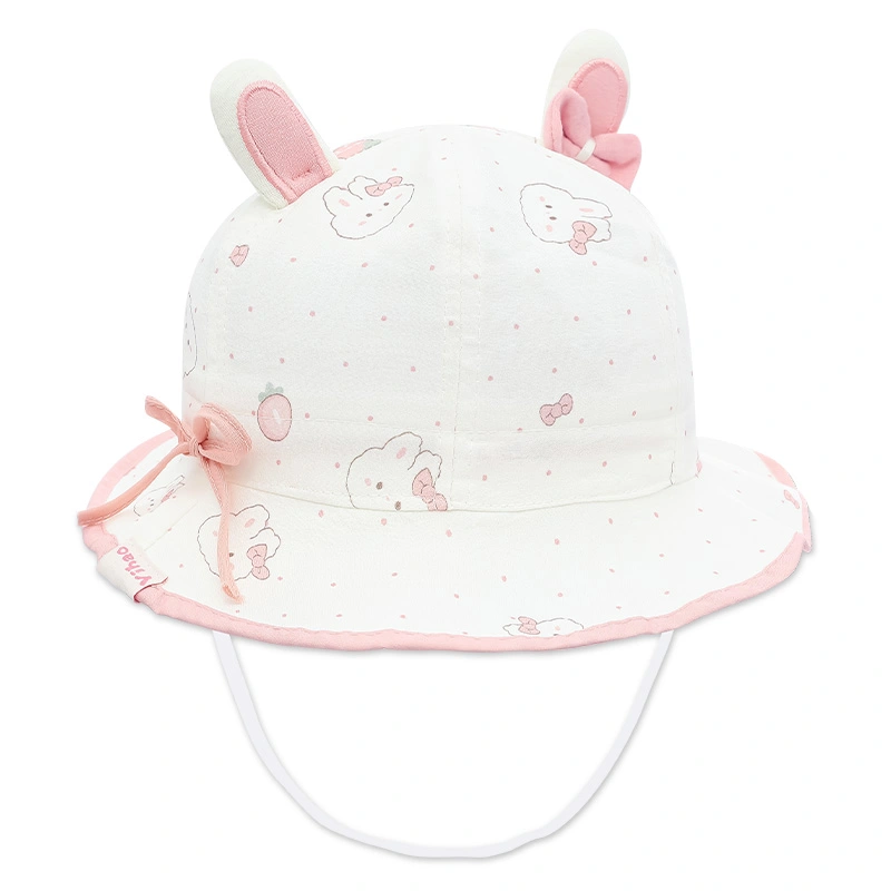 Nón vành cho bé TOP KIDS thỏ nơ màu cam 10