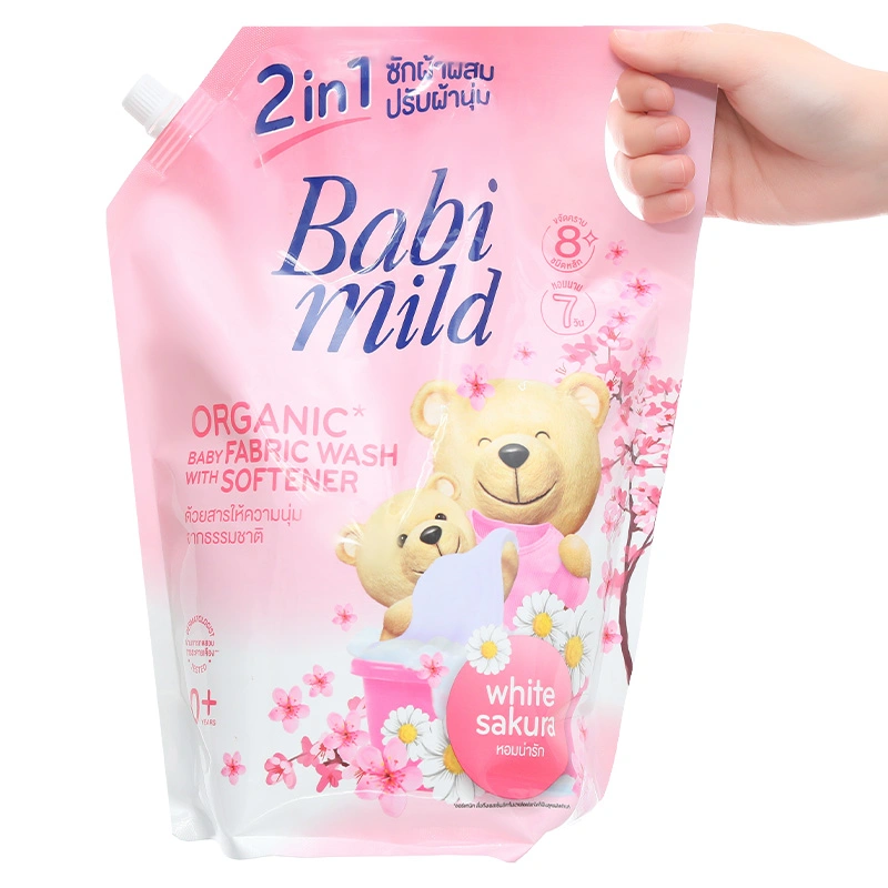 Nước giặt xả quần áo cho bé Babi Mild hương hoa anh đào túi 2.4 lít - Giao bao bì ngẫu nhiên 4