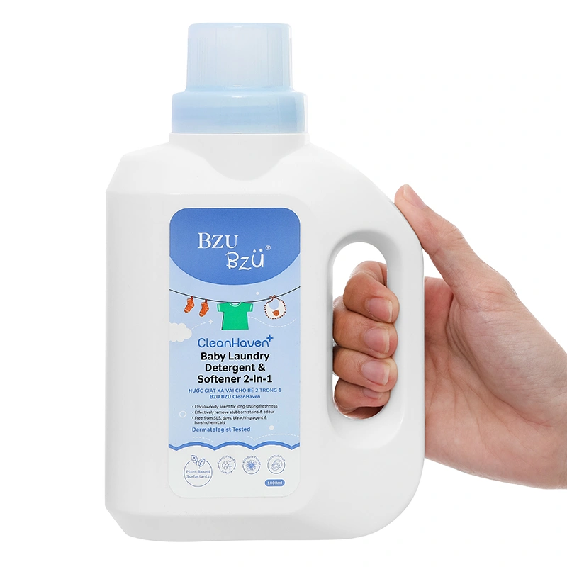 Nước giặt xả quần áo cho bé 2 trong 1 BZU BZU Cleanhaven can 1 lít 3