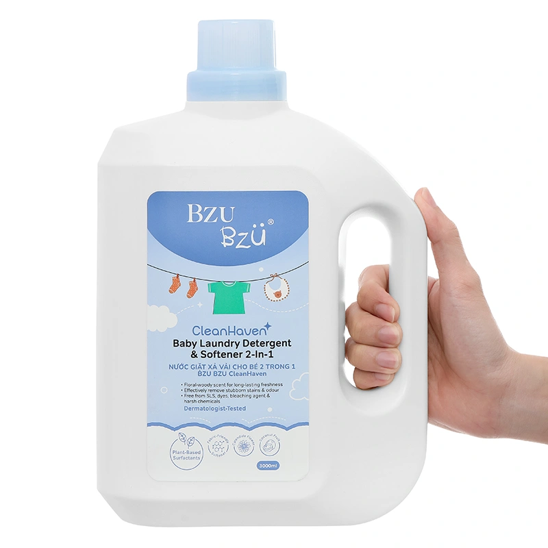 Nước giặt xả quần áo cho bé 2 trong 1 BZU BZU Cleanhaven can 3 lít 3