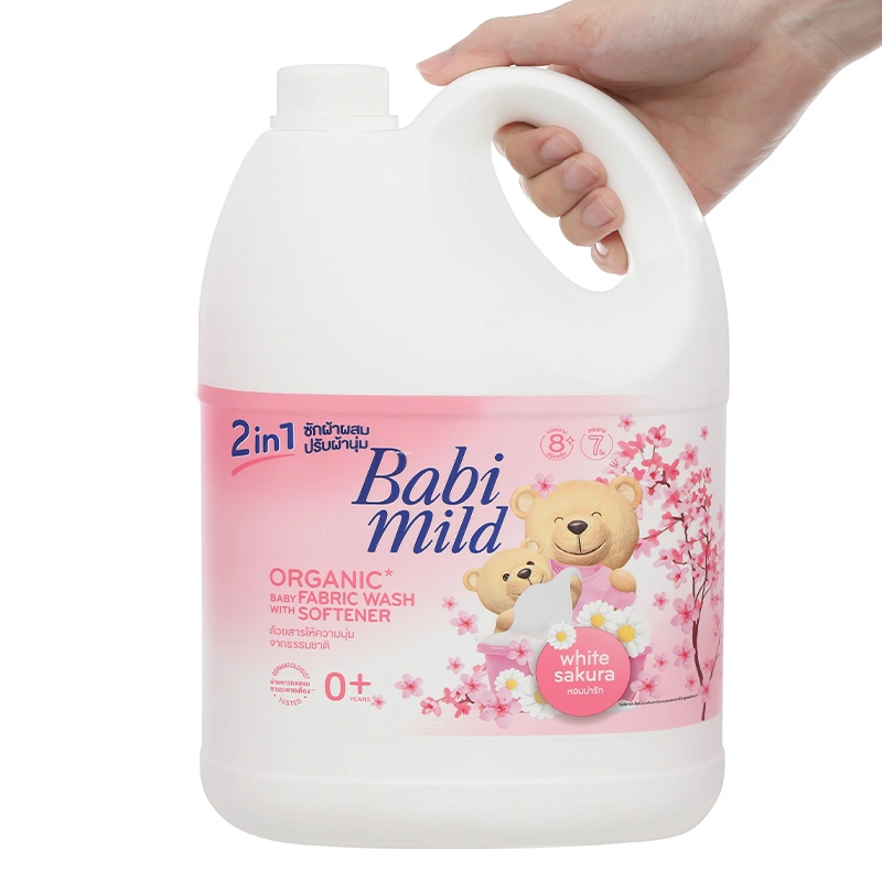 Nước giặt xả quần áo cho bé Babi Mild 2 in 1 hương hoa anh đào can 2.8 lít 3