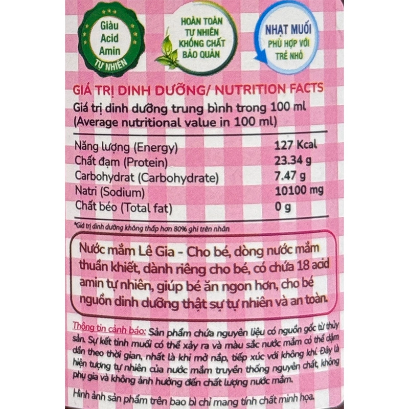 Nước mắm Lê Gia ăn dặm cho bé 40°N chai 200 ml (từ 1 tuổi) - Giao bao bì ngẫu nhiên 7
