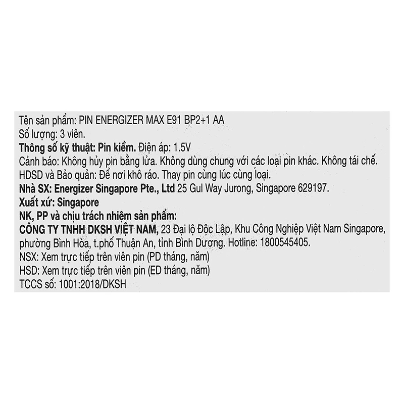 Pin AA 3 viên Energizer Max E91 BP2+1 4