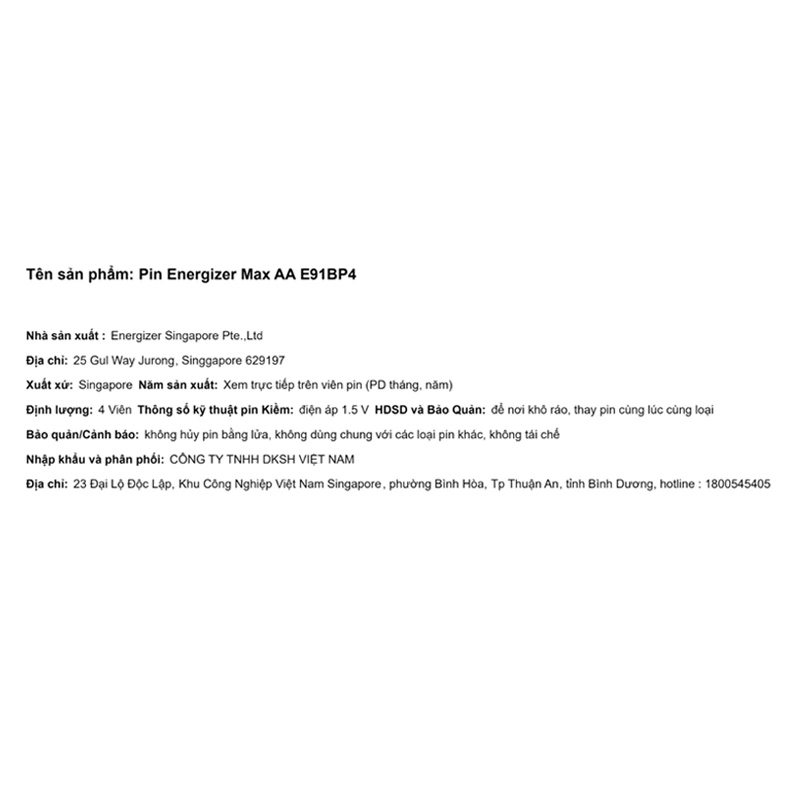 Pin AA 4 viên Energizer Max E91 BP4 3