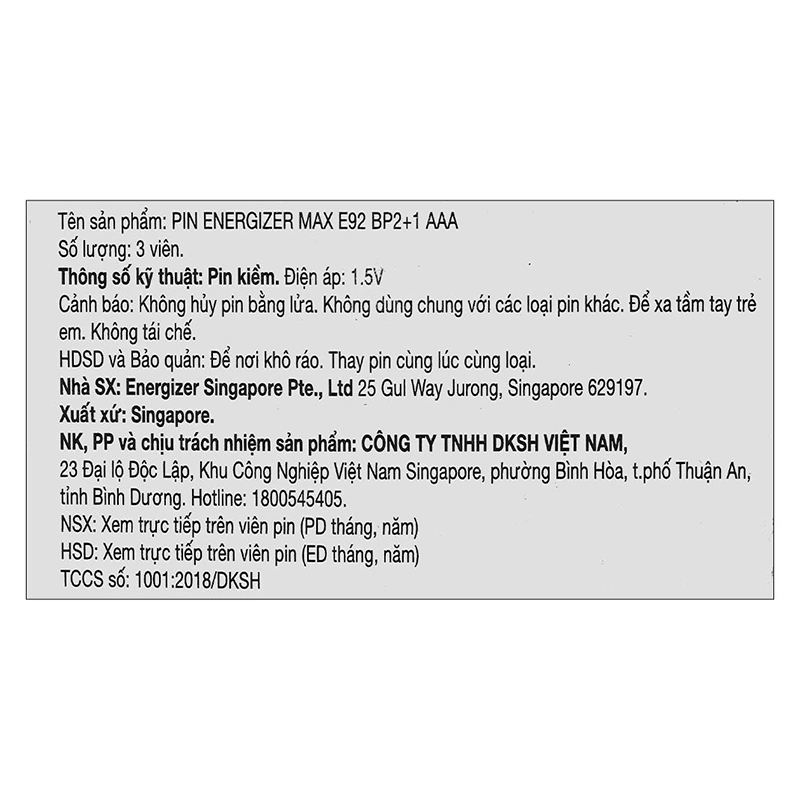 Pin AAA 3 viên Energizer Max E92 BP2+1 4
