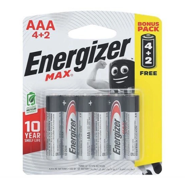 Pin AAA 6 Viên Energizer Max E92 BP4+2 1