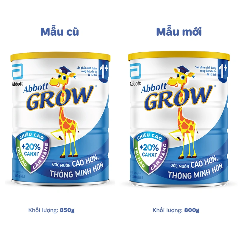 Sữa bột Abbott Grow 1+ hương vani 850g (1 - 2 tuổi) - Giao bao bì ngẫu nhiên 2