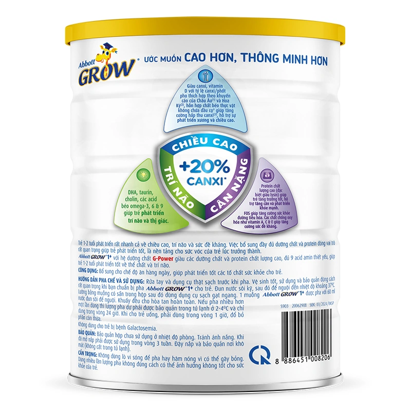 Sữa bột Abbott Grow 1+ hương vani 850g (1 - 2 tuổi) - Giao bao bì ngẫu nhiên 3