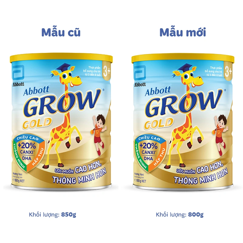 Sữa bột Abbott Grow Gold 3+ hương vani 850g (3 - 6 tuổi) - Giao bao bì ngẫu nhiên 2