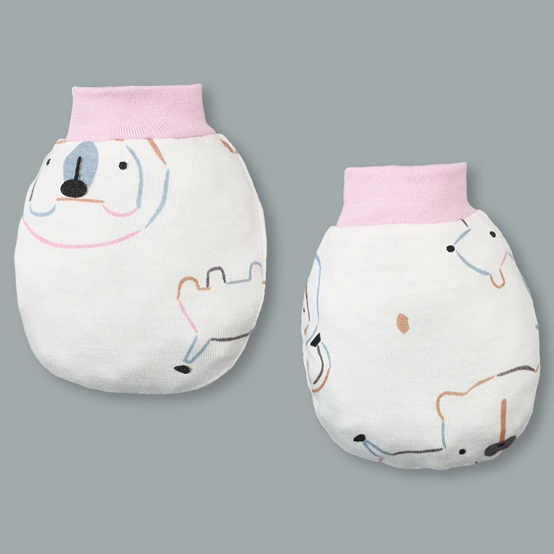 Set bộ tay dài sơ sinh cài chéo in hình thú BabyMommy màu trắng viền hồng 15