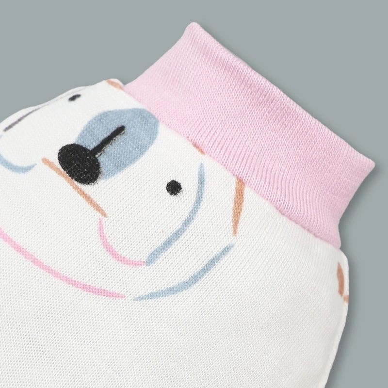 Set bộ tay dài sơ sinh cài chéo in hình thú BabyMommy màu trắng viền hồng 16
