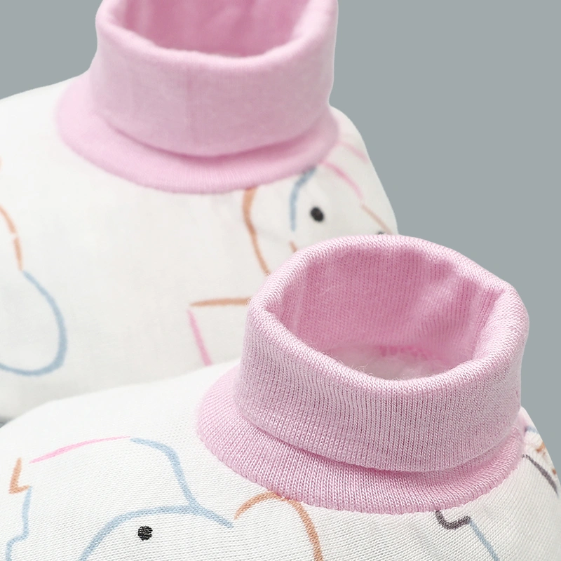 Set bộ tay dài sơ sinh cài chéo in hình thú BabyMommy màu trắng viền hồng 19