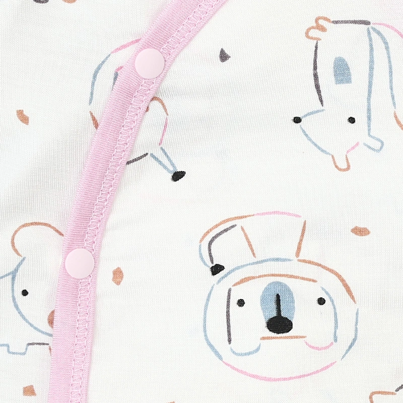 Set bộ tay dài sơ sinh cài chéo in hình thú BabyMommy màu trắng viền hồng 8